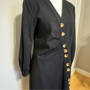 TIBI asymmetrical balloon sleeve dress black 6